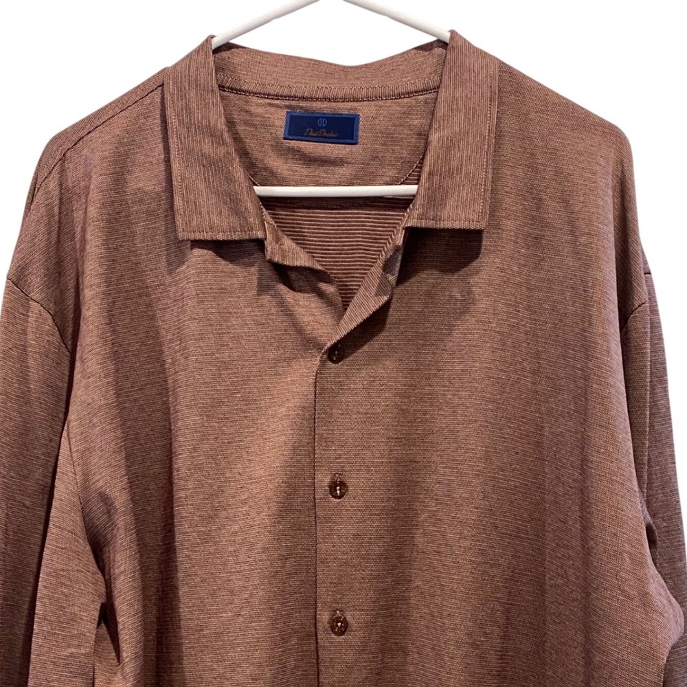 David Donahue Mens XXL Mercerized Cotton Long Sleeve Button Up Shirt Rust Red
